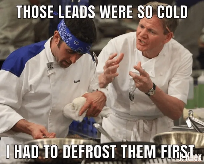 Meme di Gordon Ramsay: «Those leads were so cold I had to defrost them first»